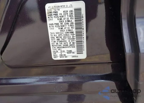 2015 Nissan Rogue Select S из США, поврежденный, VIN JN8AS5MV9FW751559